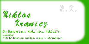 miklos kranicz business card